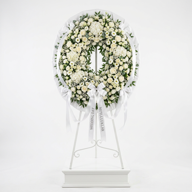 Tekli Beyaz Düğün Çelengi