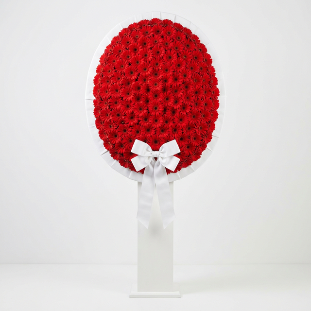 Büyük Boy Kırmızı Gerbera Çelenk